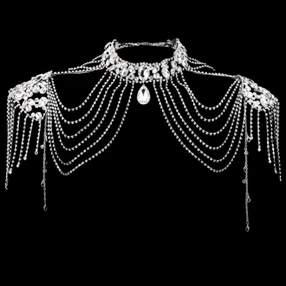 Rhinestone Crystal Shoulder Necklace Bride Wedding Accessories Body Jewelry - Picture 6 of 6